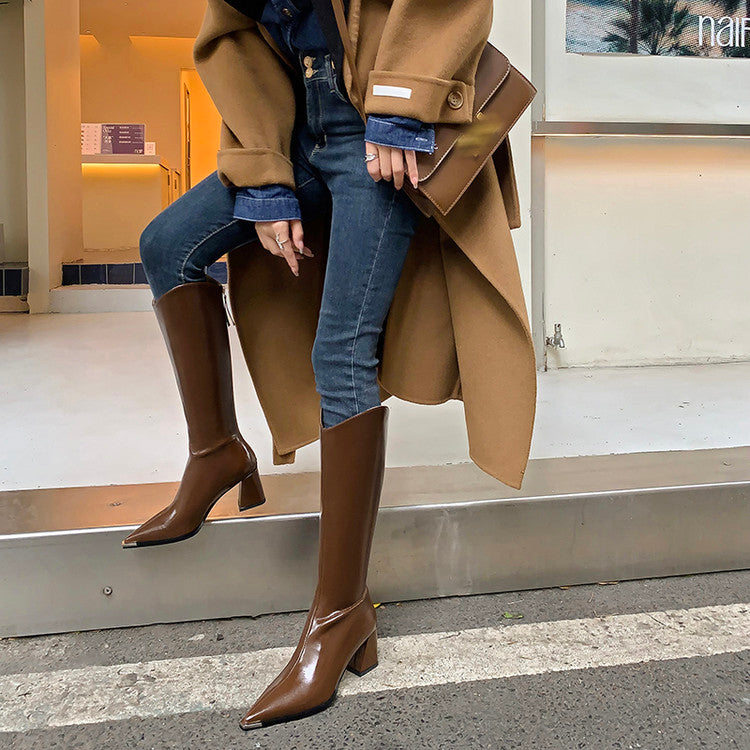 Karin Luna In Stock In-stock Pointed Toe Elegant High Heels v Slimming Effect Long Boots