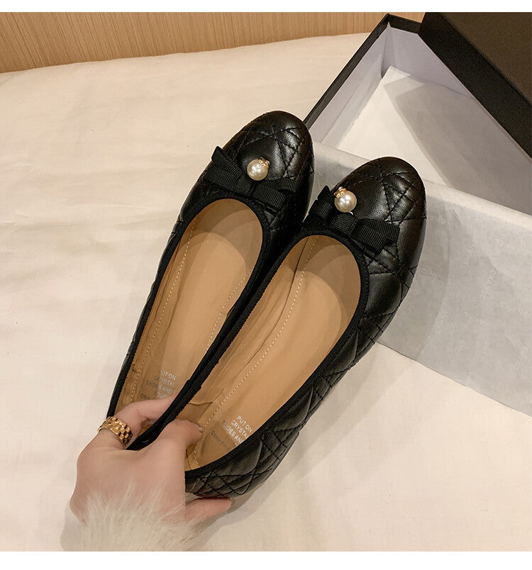 Karin Luna In Stock Spot Goods  Dior's popular retro flat rhombus-pattern granny shoes First Layer Sheepskin Full leather inside and out