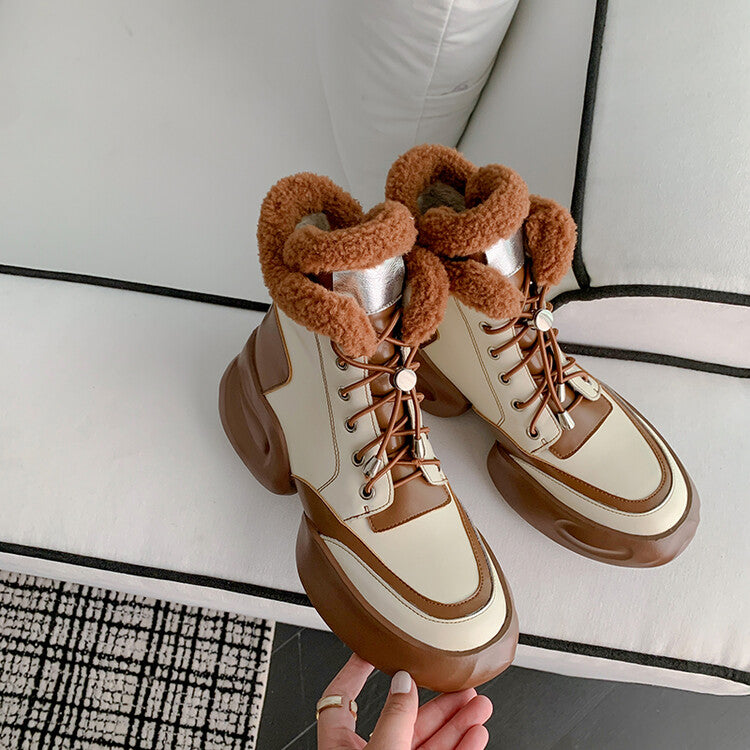Karin Luna In Stock  Spot Goods  Hot-selling Sports Thick Sole Thickened Fur Snow Boots Full cowhide