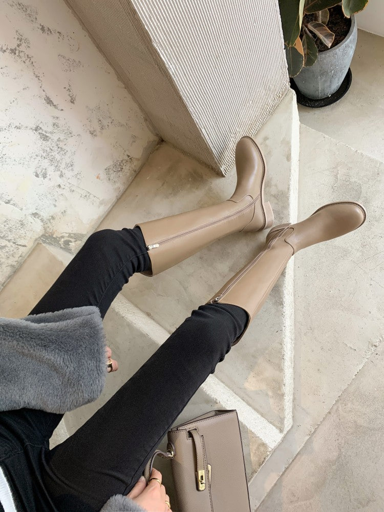 Karin Luna Internet Celebrity Photo  Best-selling in stock Full Leather Basic Long Boots  Winter Essential Combat Boots