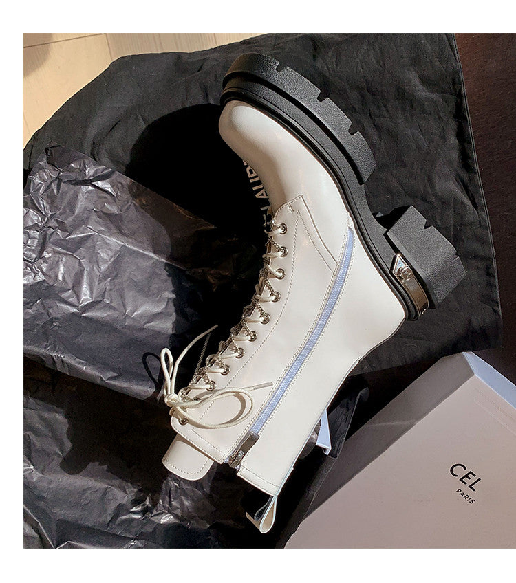 Karin Luna In Stock Spot Goods Lace-up casual metal decorative thick-soled Martin boots