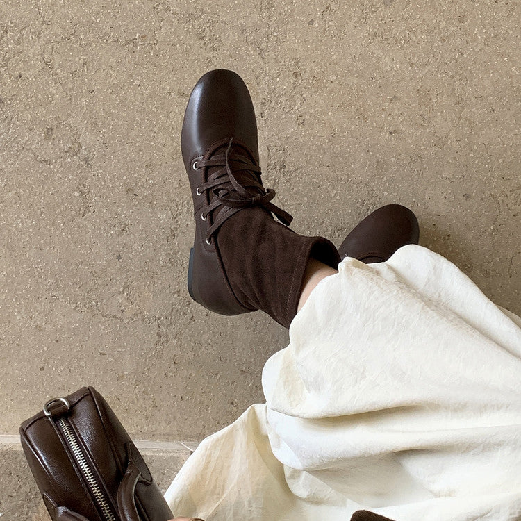 Karin Luna Round Toe Internal Height Increase Lace-up Ankle Boots