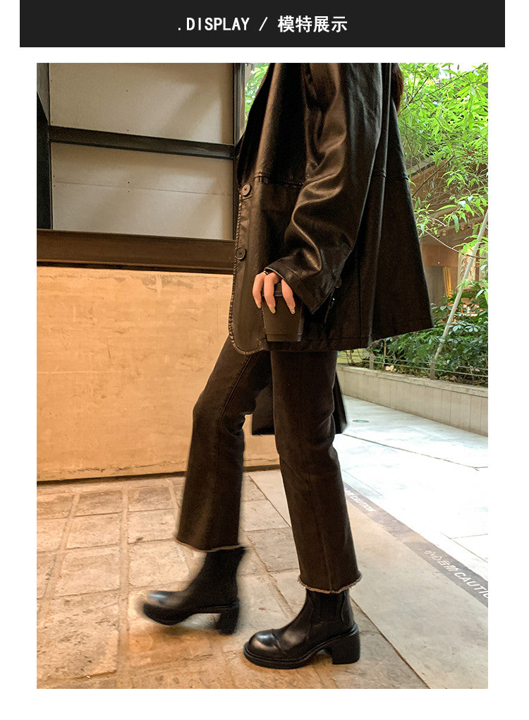 Karin Luna In Stock Spot Goods  Round Toe Stretch Round Toe Chelsea Short Boots