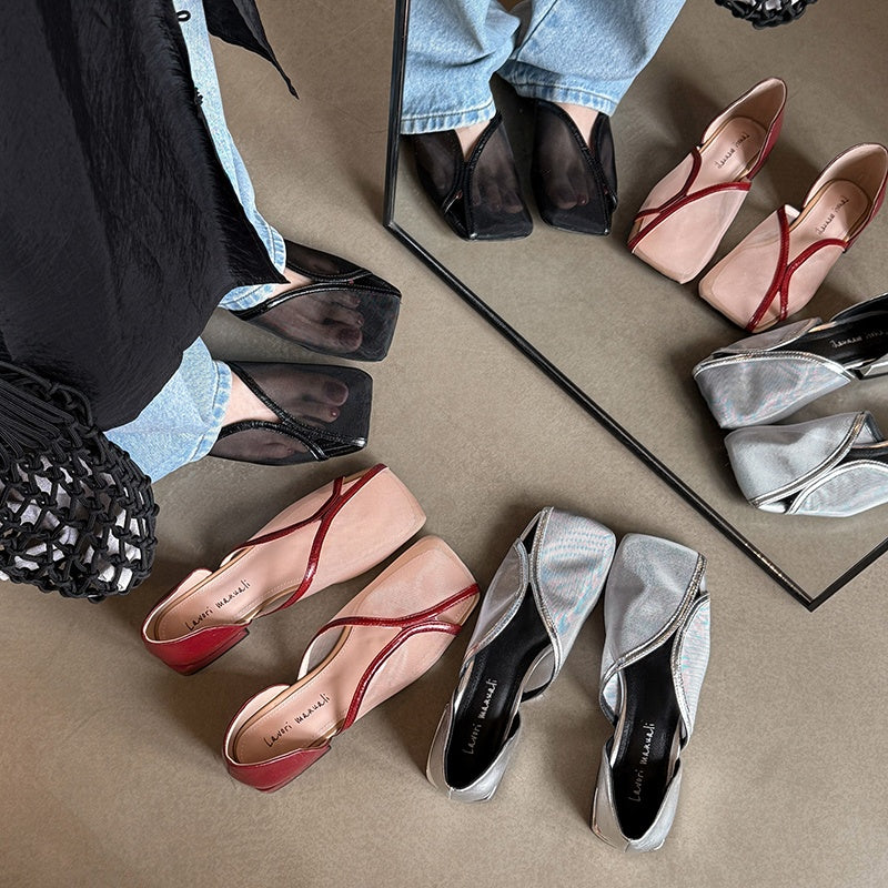 Karin Luna In Stock Spot Goods  Square Toe Mesh Sandals