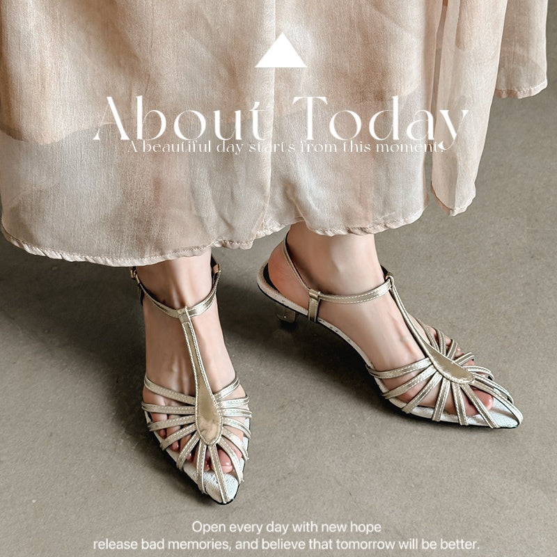 Karin Luna In Stock Spot Goods Open-toe French Style Metal Heel Sandals