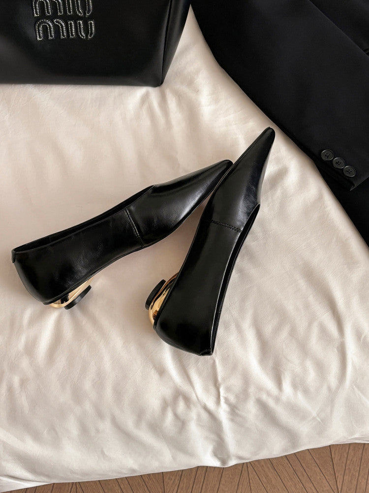 Karin Luna In Stock Spot Goods Classic three-color pointed toe metal heel shoes