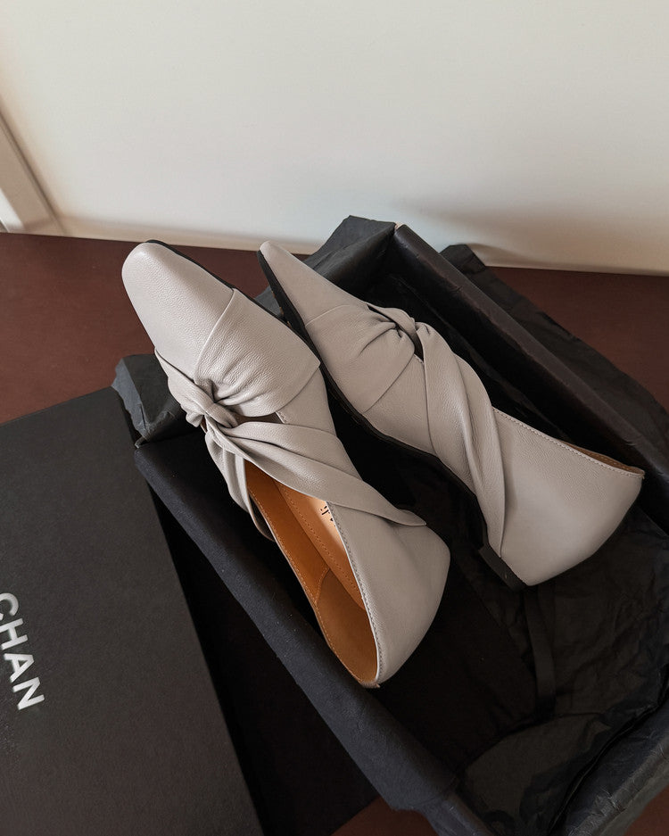 Karin Luna Cross Design Square Toe Hidden Wedge Shoes