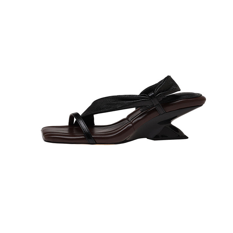 Karin Luna In Stock Spot Goods Minimalist Style Square-Toed Irregular Heel Slippers
