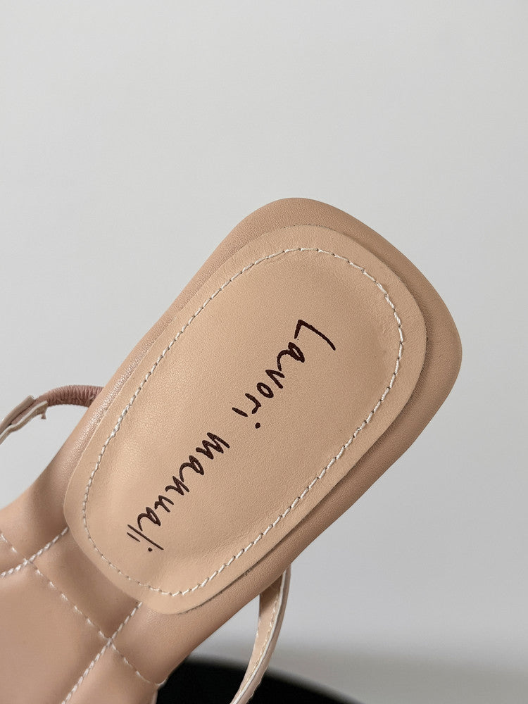 Karin Luna Hot Item Hot Item Self-Flow Square-Toe Irregular Heel Slippers