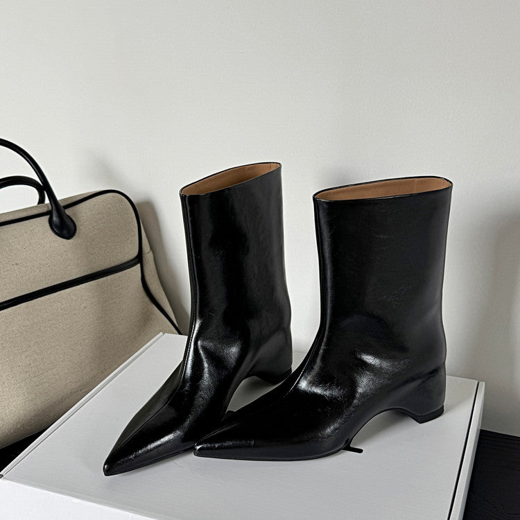 Karin Luna Elegant Pointed Toe Hidden Wedge Short Boots