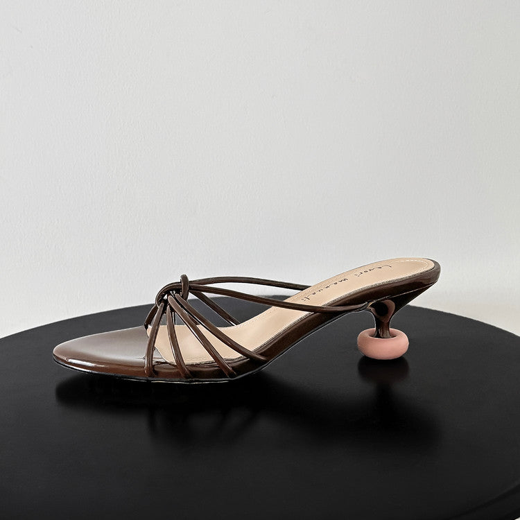 Karin Luna In Stock In Stock  In Stock Round Toe Cross Hollow Round Toe Stiletto Slippers