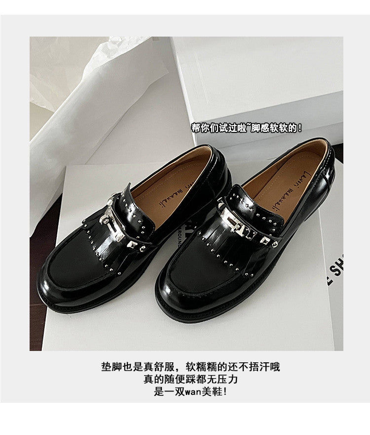 Karin Luna Casual Shoes Series~ Spot Goods Spot Goods Hot-selling Tassel Element Small Gold Buckle Single Shoes