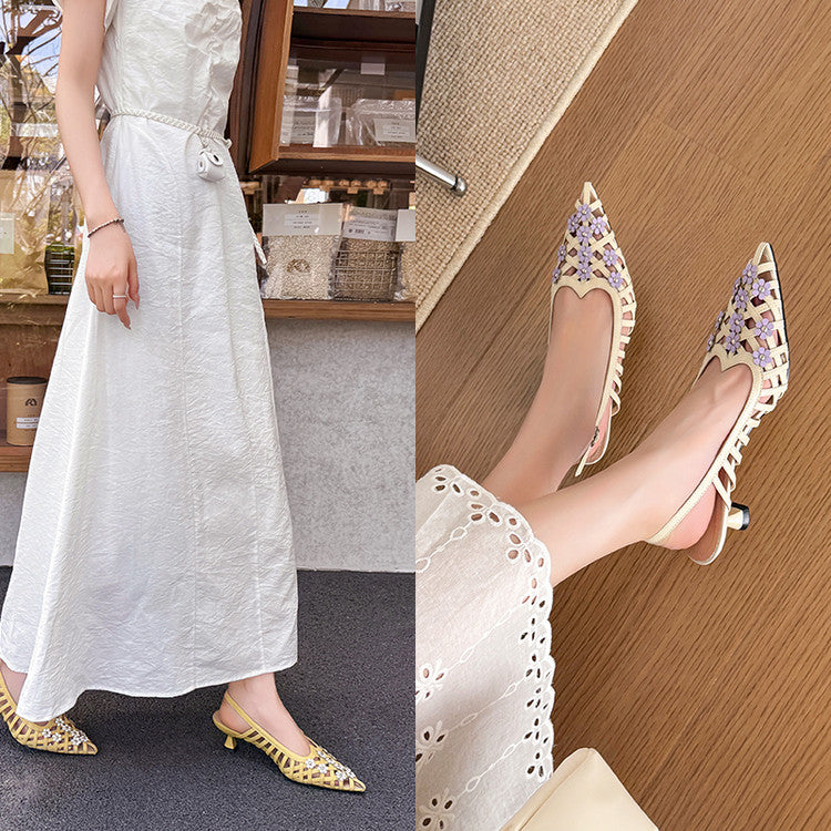 Karin Luna In Stock Spot Goods  Purely Handmade Flowers High-end Hollow Out Sandals