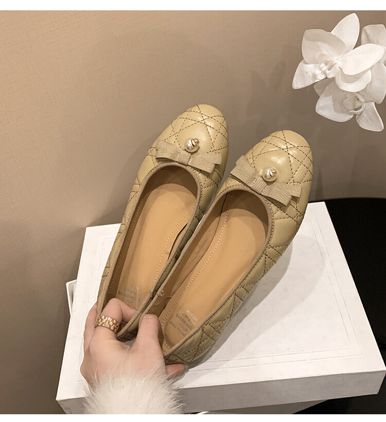 Karin Luna In Stock Spot Goods  Dior's popular retro flat rhombus-pattern granny shoes First Layer Sheepskin Full leather inside and out