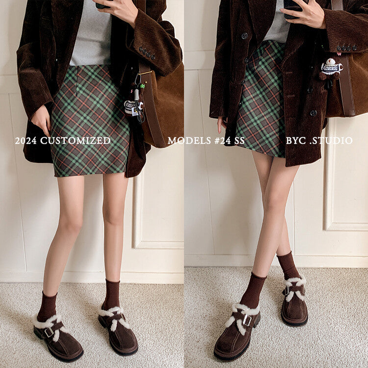 Karin Luna Live Streaming Hot Item  In stock Leather Casual Fleece Lined Version Fluffy Little Leather Shoes Version Vintage Belt Buckle