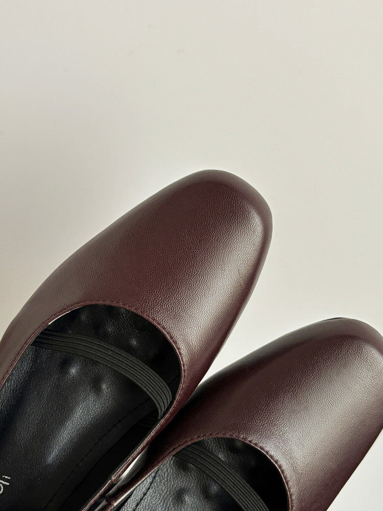 Karin Luna In Stock Spot Goods    Retro Elastic Band Chunky Heel Single Shoes