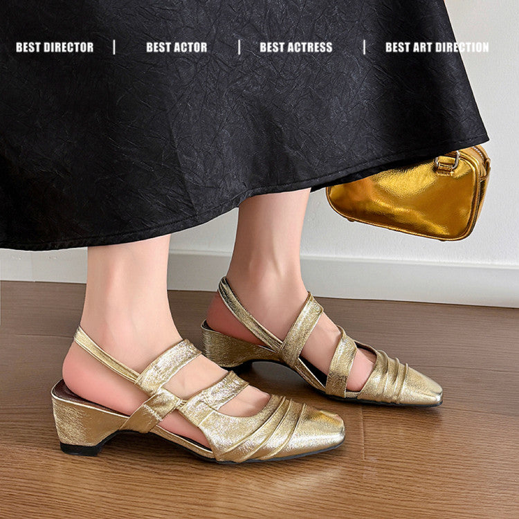 Karin Luna In Stock In Stock Minimalist Soft Upper Small Square Toe Chunky Heel Sandals