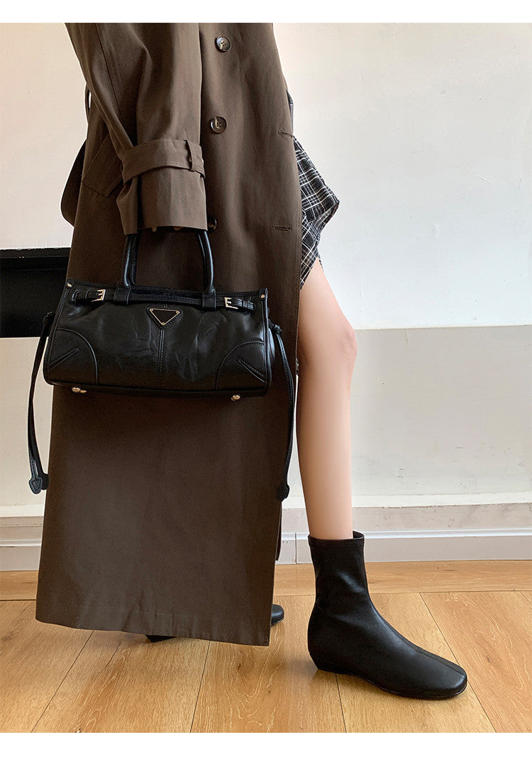 Karin Luna In Stock Spot Goods Round Toe Basic Stretch Slim Short Boots
