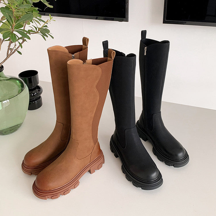 Karin Luna In Stock Versatile Irregular Stretch Fabric Long Boots