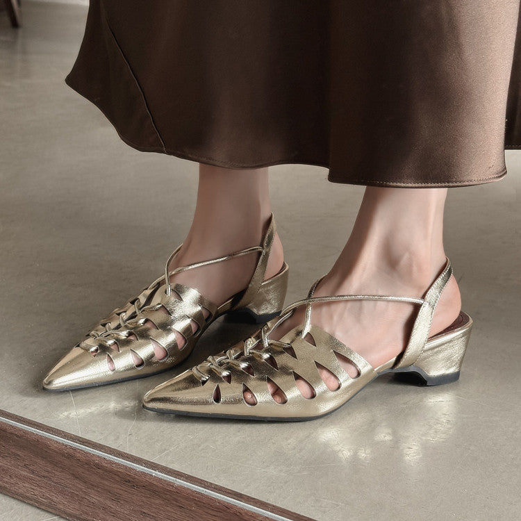 Karin Luna Braided Style ~Cross-woven Pointed Toe Closed-toe Sandals