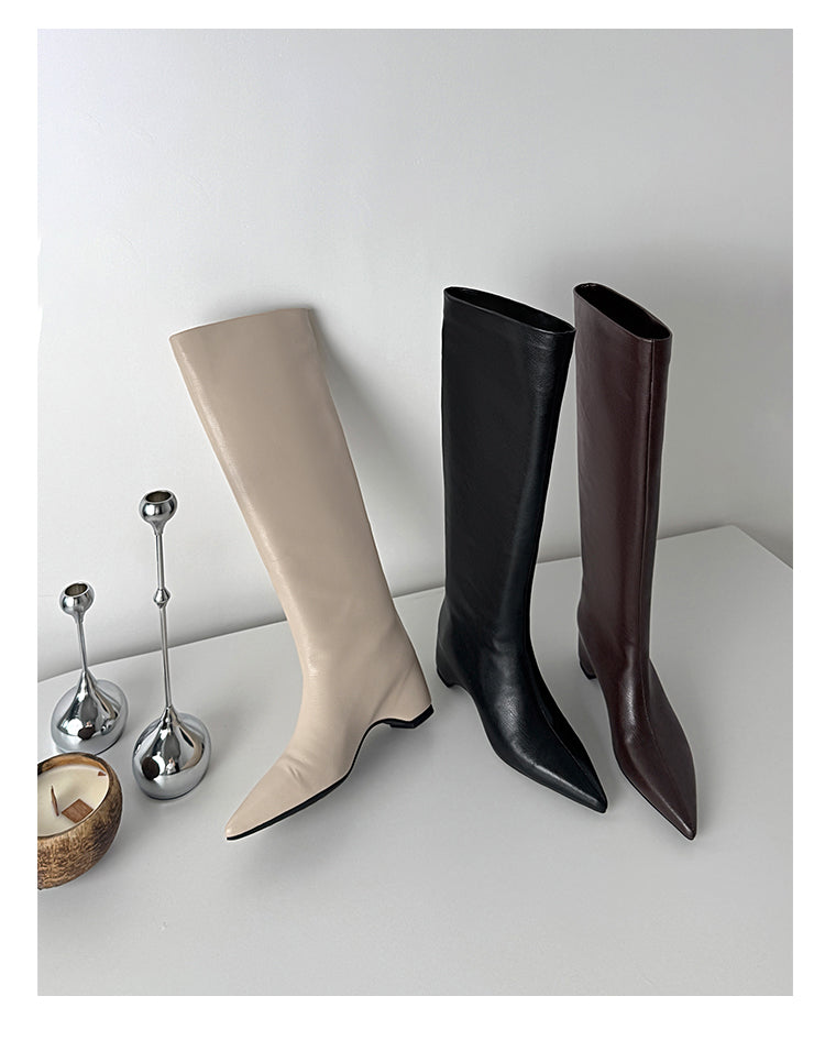 Karin Luna Hot-Selling Internal Height Increase Pointed Toe Straight-Leg Hot-Selling Long Boots