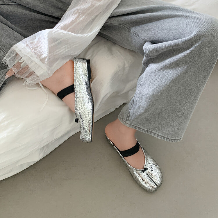 Karin Luna Classic Split-Toe Shoes  Explosive Pattern One-Strap Mary Jane Height-Increasing Full Leather Closed-Toe Slippers