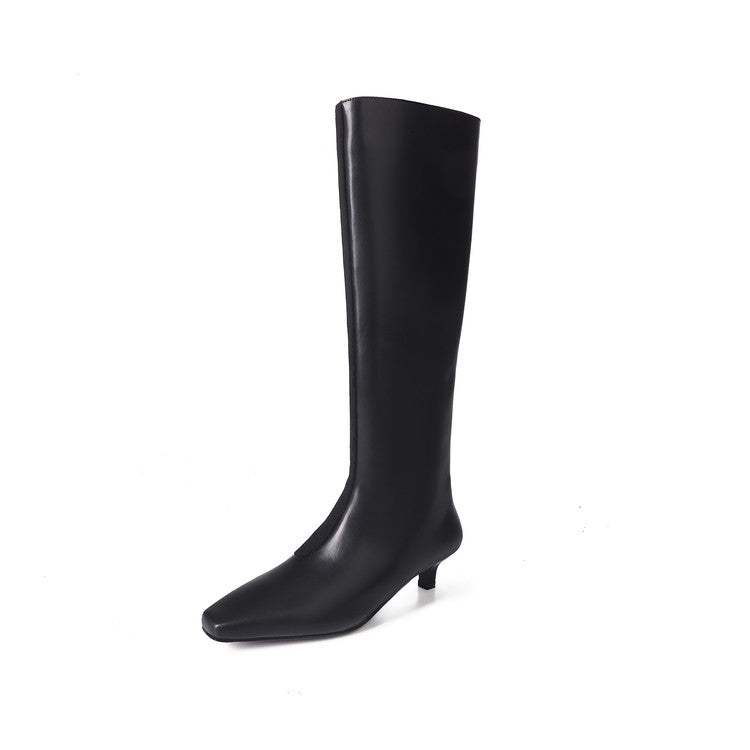 Karin Luna In Stock Spot Goods   Small Square Toe Thin Heel Elegant Slimming Long Boots