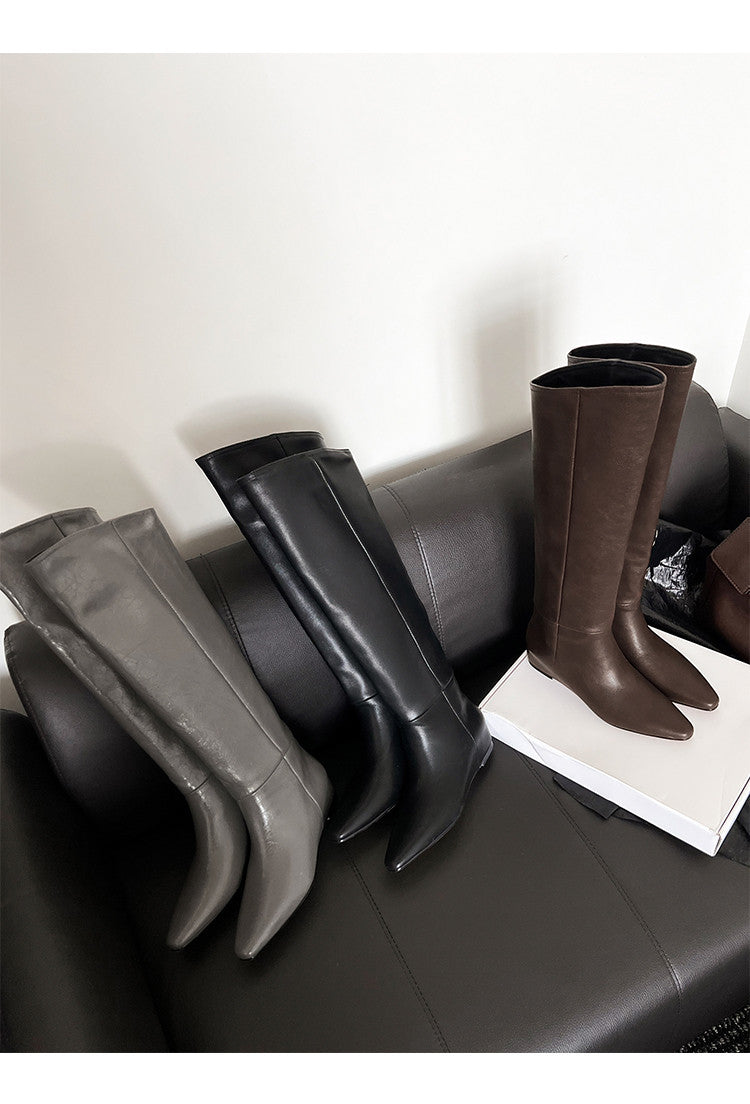 Karin Luna Elegant Style Slanted Inner Height-Increasing Long Boots