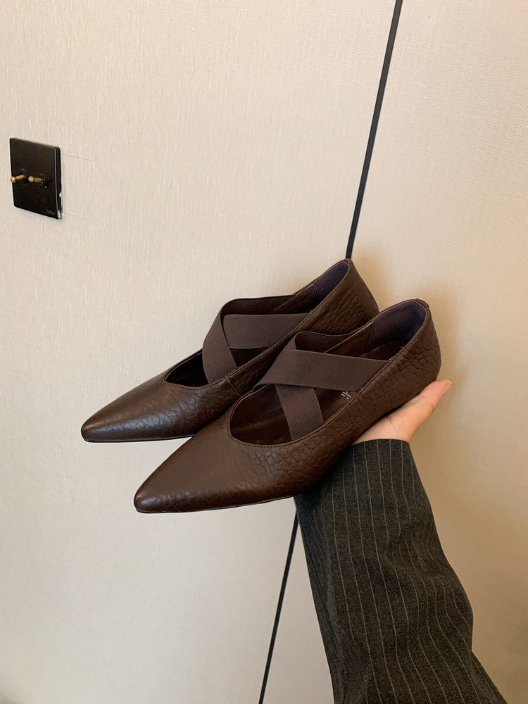 Karin Luna In Stock  Spot Goods  a Large Number of Spot Goods Pointed Toe Cross Strap Hidden Wedge Shoes