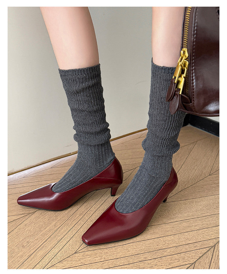 Karin Luna In Stock In Stock ~Basic Versatile French Style Small Square Toe Shallow Mouth Single Shoes