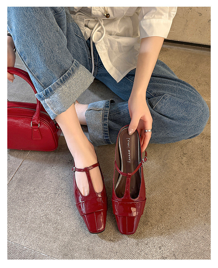 Karin Luna In Stock Spot Goods  t Square-Toed Full Leather Basic Slippers
