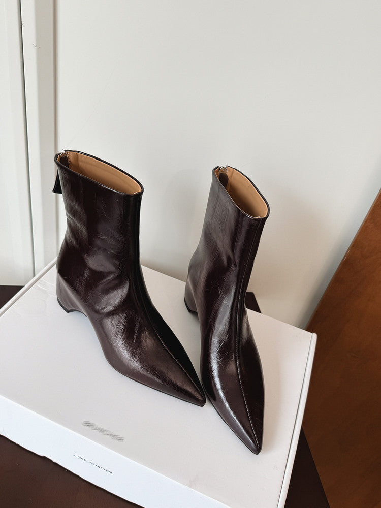Karin Luna Versatile Elegant Style Pointed Toe Hidden Wedge Short Boots