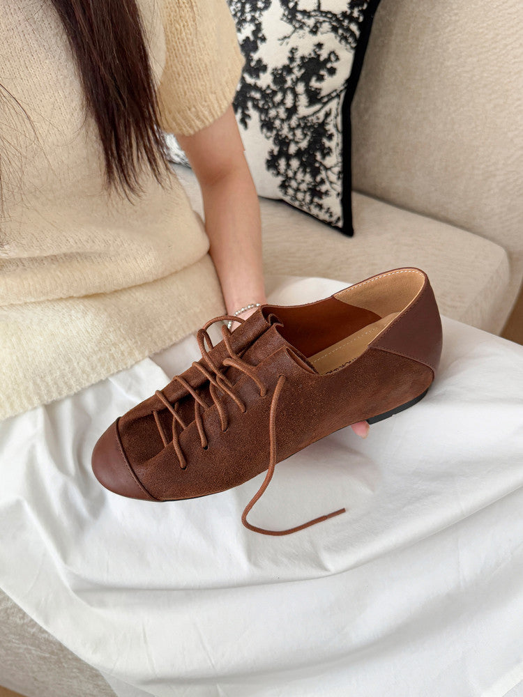 Karin Luna In Stock In Stock   Xiaohongshu Hot-Selling Lace-Up Round-Toe Deep Mouth Single Shoes