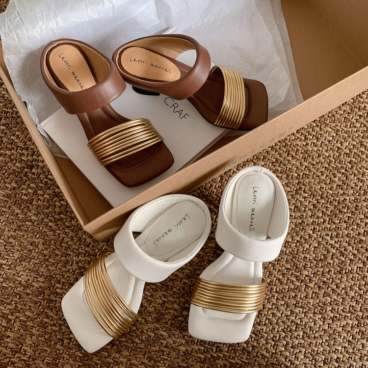 Karin Luna In Stock In Stock Minimalist Style Square-Toed Elegant Slippers