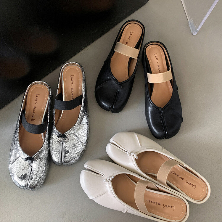Karin Luna Classic Split-Toe Shoes  Explosive Pattern One-Strap Mary Jane Height-Increasing Full Leather Closed-Toe Slippers