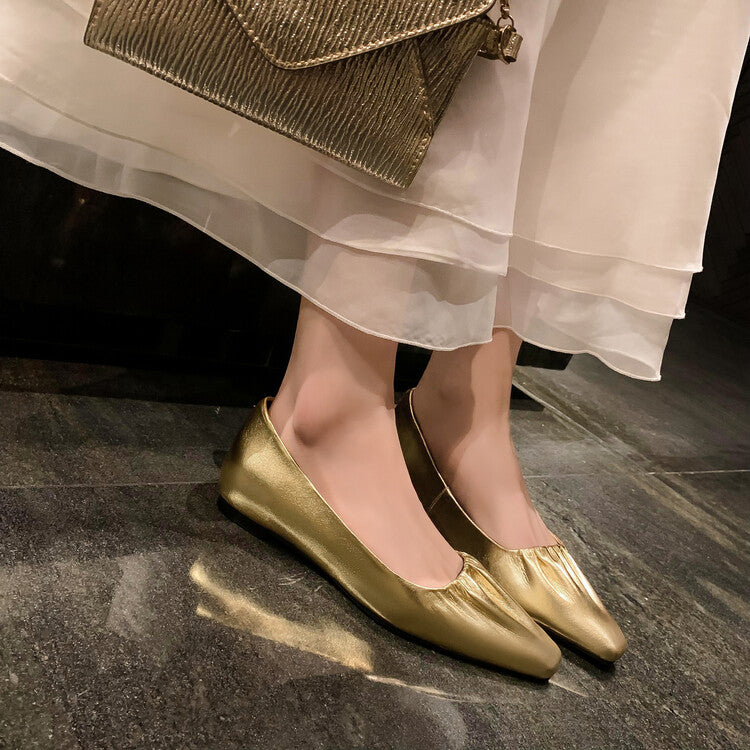 Karin Luna fell in love at first sight~ Spot Goods  Spot Goods Vintage Wrinkled Hollow Soft Sheepskin Elegant Versatile Single Shoes