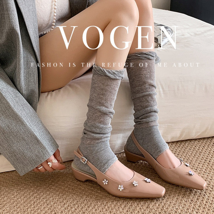 Karin Luna In Stock  Spot Goods  Rhinestone Small Square Toe Closed-Toe Sandals