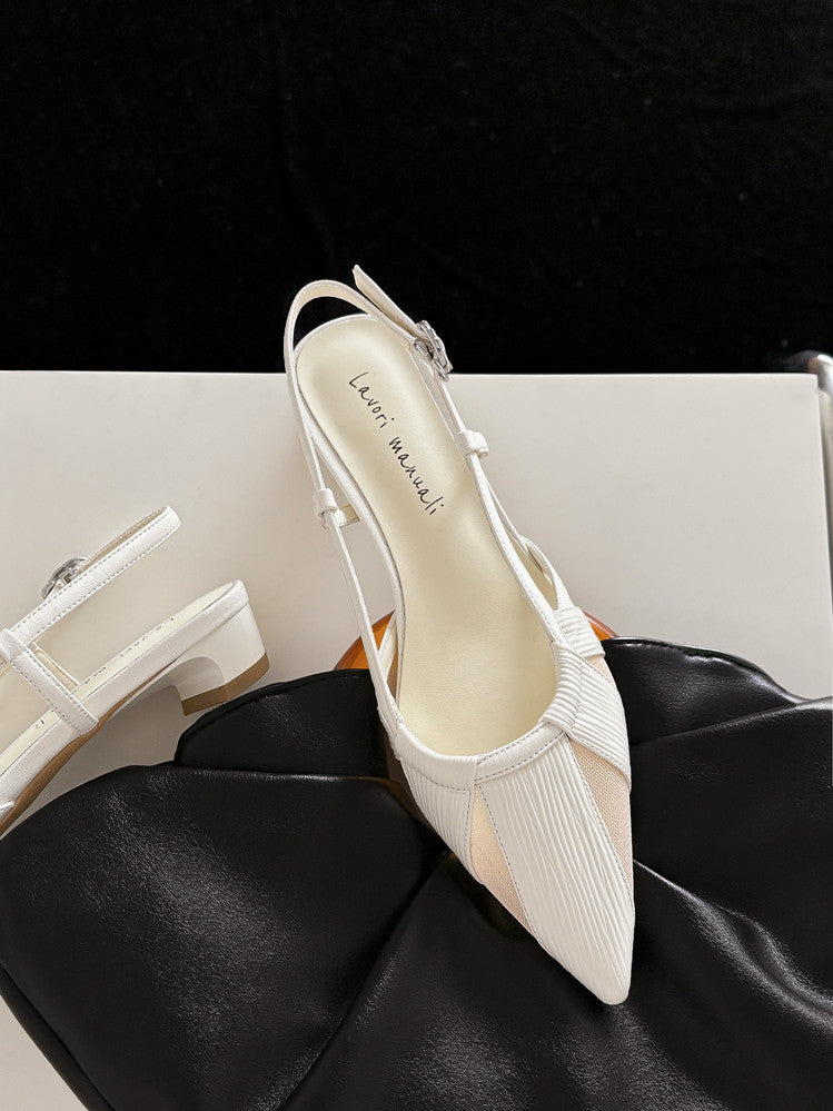 Karin Luna In Stock Spot Goods  Mesh Patchwork Pointed Toe Elegant Closed-Toe Sandals