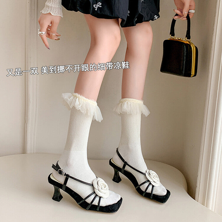 Karin Luna Exquisite Camellia ~French Retro Open-Toe Sandals