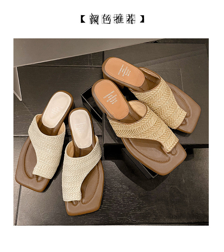 Karin Luna Bestseller  Popular  Data Hot-Selling Toe-Clip Straw Vacation Style Slippers