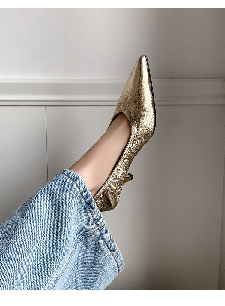 Karin Luna In Stock Spot Goods    Vintage Classic Style Shallow Mouth Single Shoes