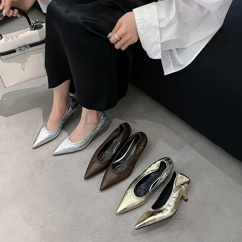 Karin Luna In Stock Spot Goods    Vintage Classic Style Shallow Mouth Single Shoes