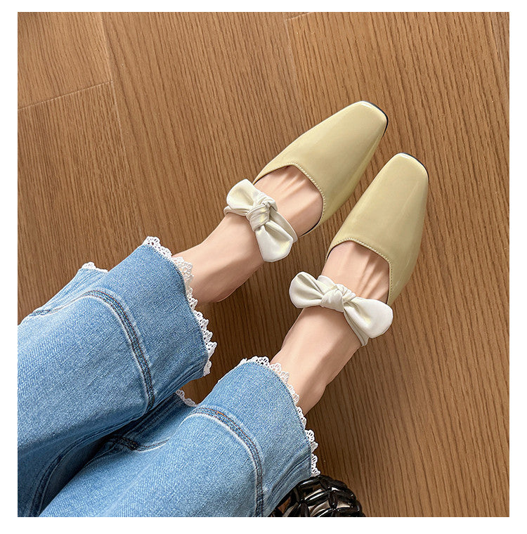 Karin Luna In Stock In Stock  Fluffy feel Bowknot Closed-Toe Slippers
