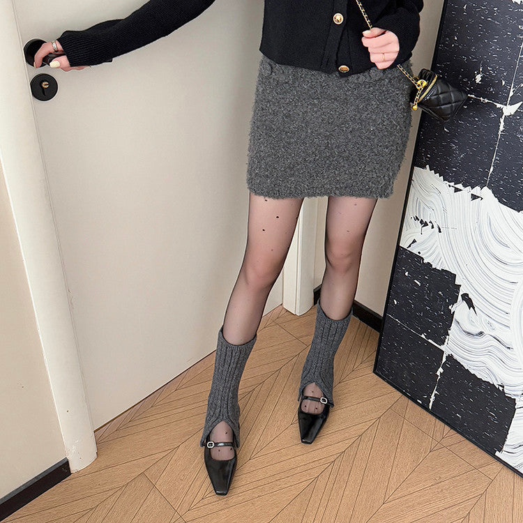 Karin Luna In Stock Spot Goods  Elegant Square-Toe One-Strap Height-Increasing Flats
