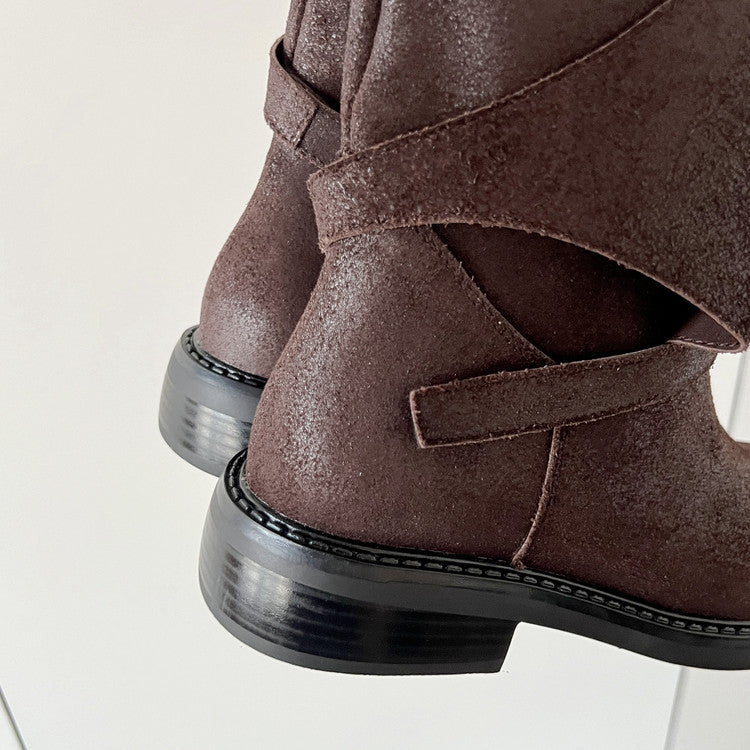 Karin Luna In Stock Spot Goods  Super textured Lazy Style Thick-Soled Ankle Boots