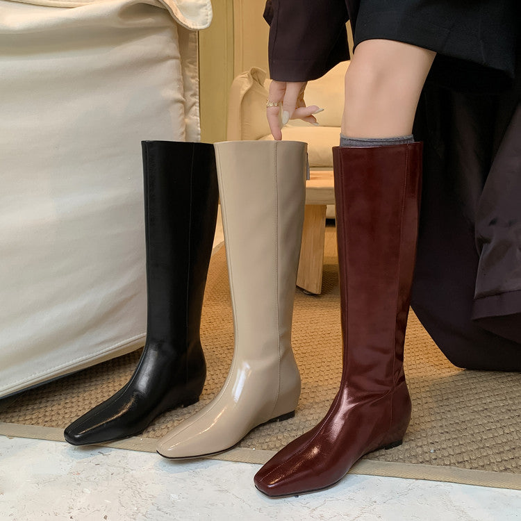 Karin Luna Minimalist Style Square-Toe Hidden Heel Long Boots