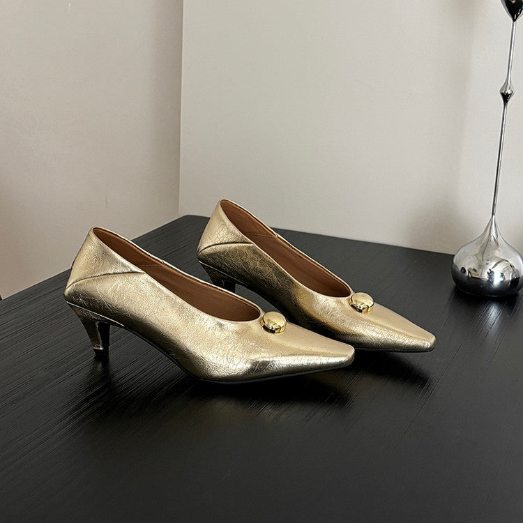 Karin Luna In Stock In Stock ~Basic Versatile French Style Small Square Toe Shallow Mouth Single Shoes