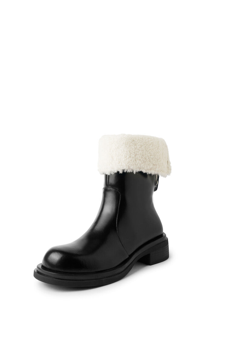Karin Luna Classic Basic Style   Convertible Foldable Hidden Buckle Snow Fur Shoes Full cowhide Basic Flat Short Boots