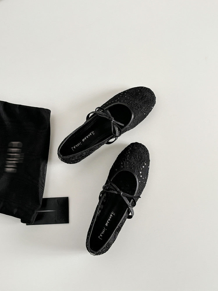 Karin Luna In Stock Spot Goods  Summer Breathable Retro Embroidered Bow Granny Shoes