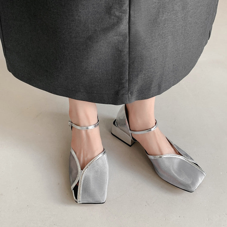 Karin Luna In Stock In Stock  Internet Celebrity Style Square Toe Mesh Chunky Heel Sandals